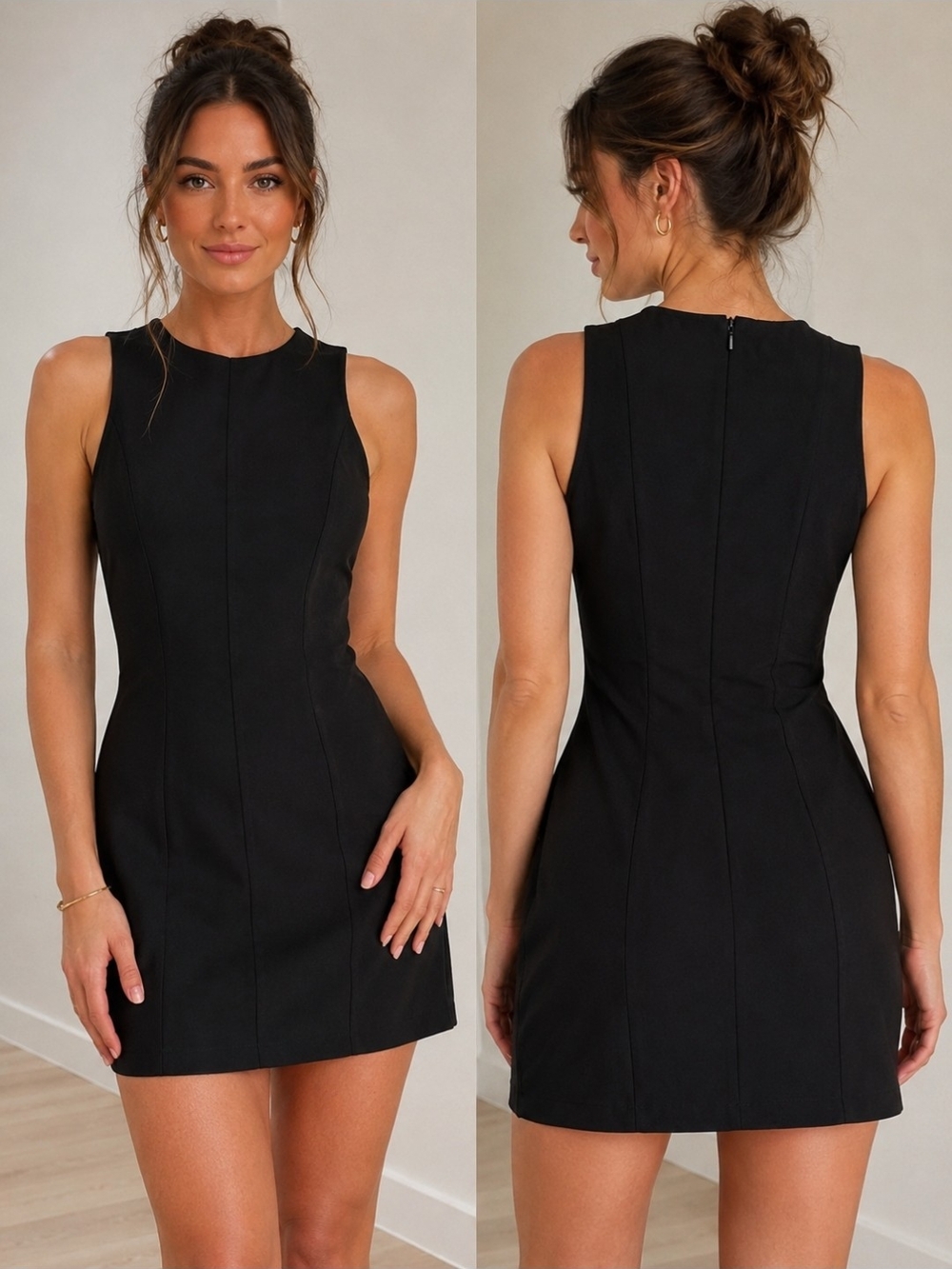 Black Sleeveless Mini Sheath Dress